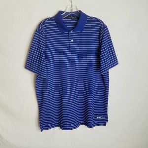 RLX Ralph Lauren Blue Striped Polo Golf Shirt Men's Size Large